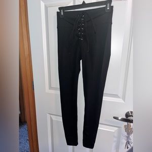 BLACK LACE—UP leggings by White Birch |Sz Small
